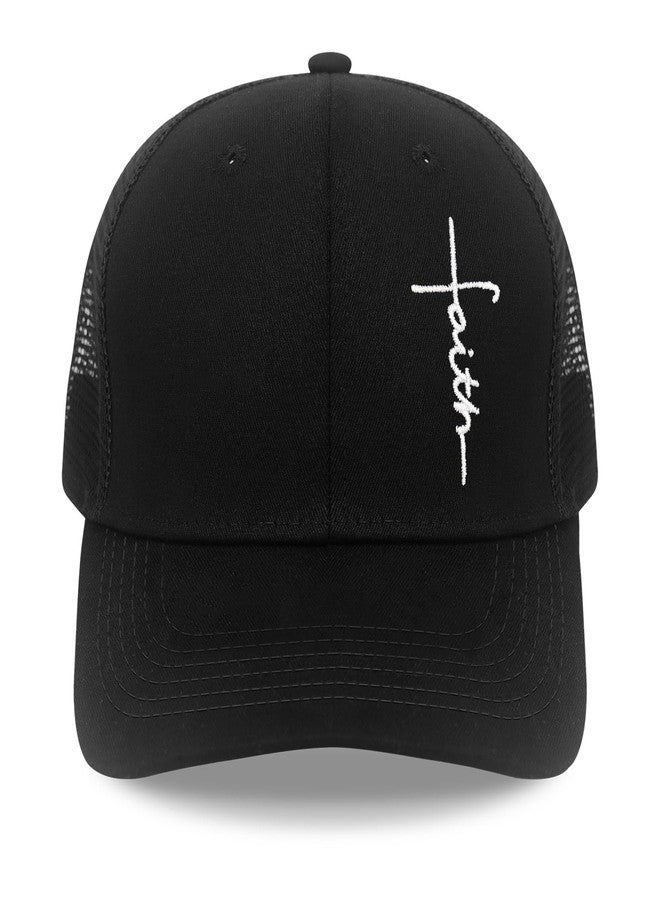 SJUDHHG Christian Faith Hats for Men Women, Cross Hat, Jesus Embroidered Adjustable Baseball Cap Black - Image 1
